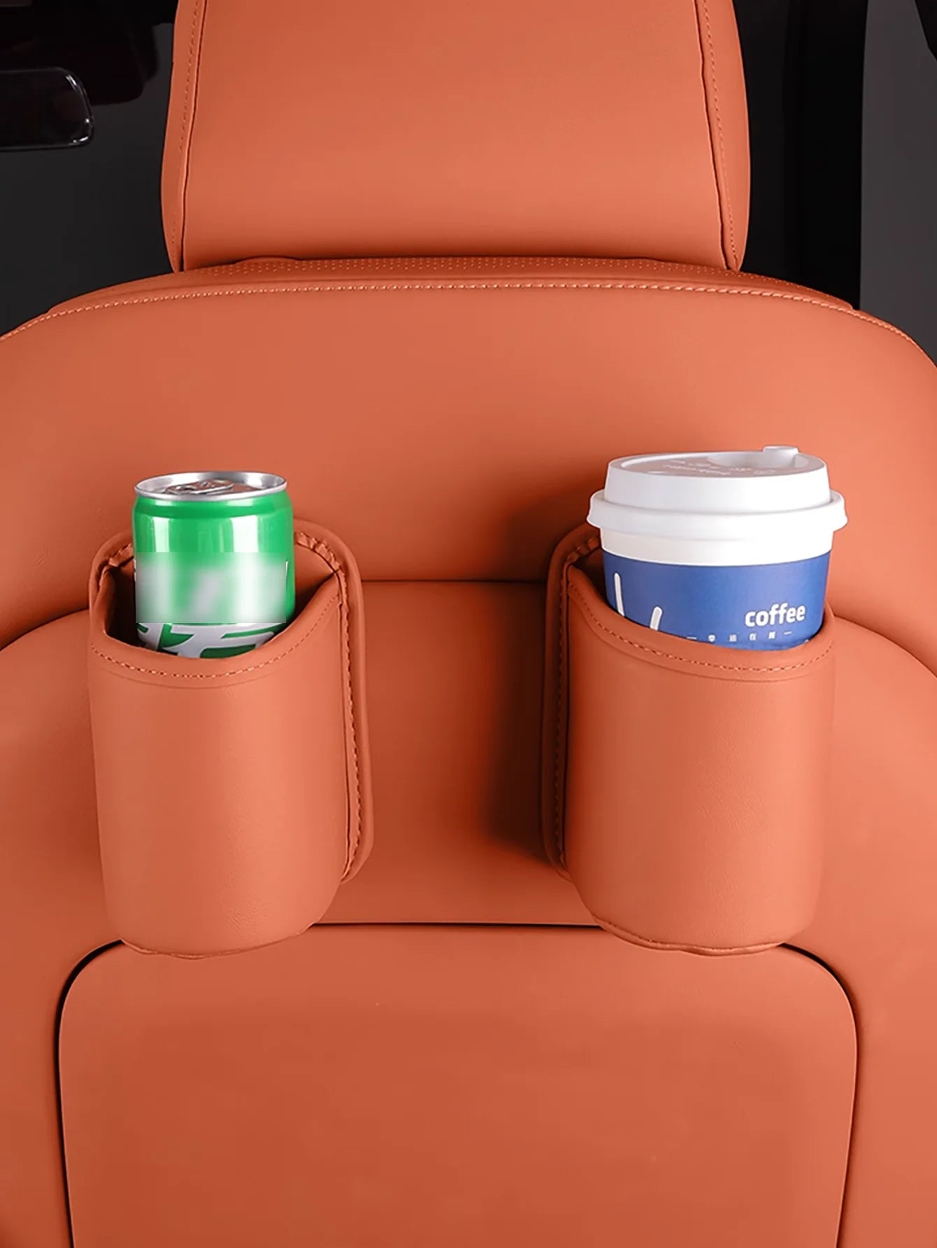 PU Leather Car Cup Holder Storage -2-in-1 Car Beverage Holder and Storage Box, High-End Car Storage for Mobile Phones/Keys/Coins