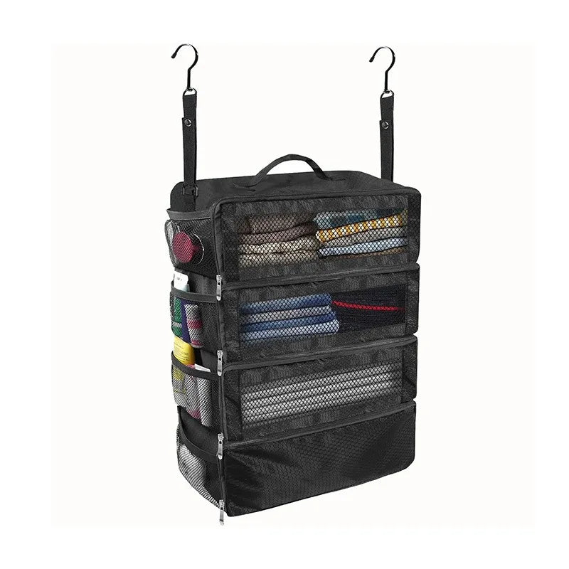 Hanging Travel Suitcase Organizer Foldable Closet Shelves Luggage Packing Cube Collapsible Storage Bag For Clothes