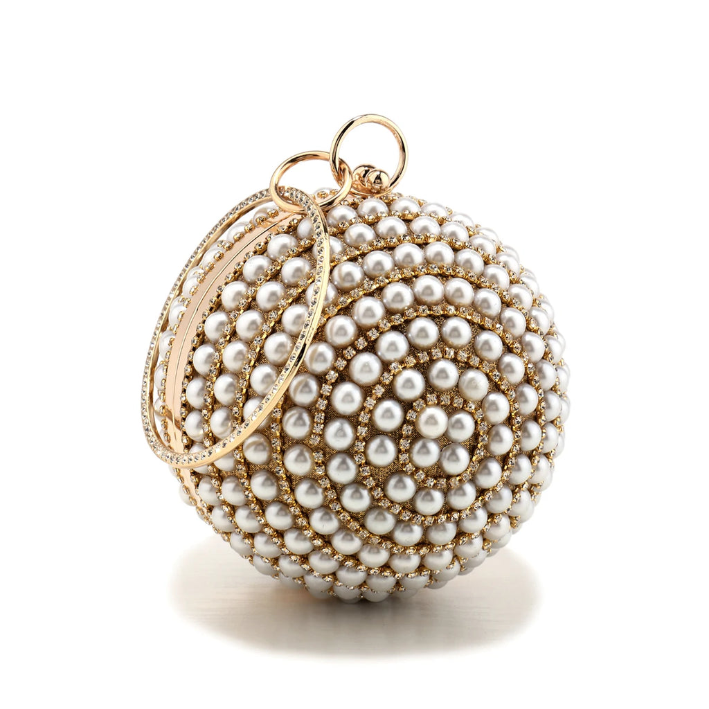 Party Clutch With Beaded Diamonds Evening Bags Pearl Handbags Ball Design Party Rhinestones Dress Purse