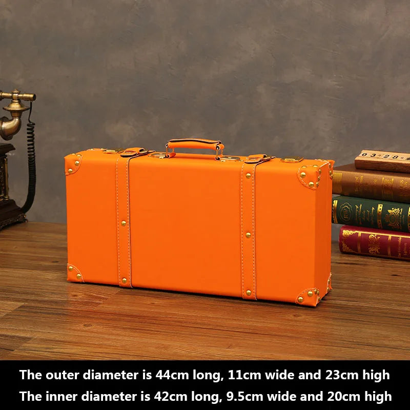 Customized Luxury Vintage Trunk Suitcase Red Travel Leather Luggage Valises Fashion Large Capacity Clothes Storage Prop Box