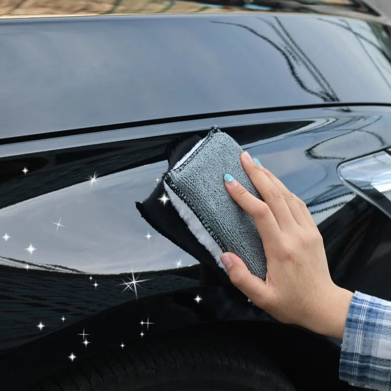 1/3/10Pcs Car Cleaning Microfiber Sponge Auto Interior Fleece Scrubbing Towel for Plastic Leather Wax Sponge Car Cleaning Tools