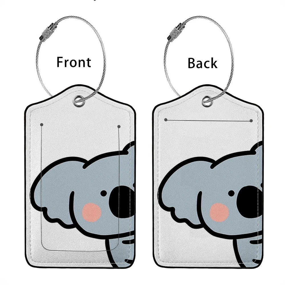 HOT SALE Cute animals Leather Business Luggage Tag Suitcase Address Label Luggage Boarding Case Label Name ID Address Clip