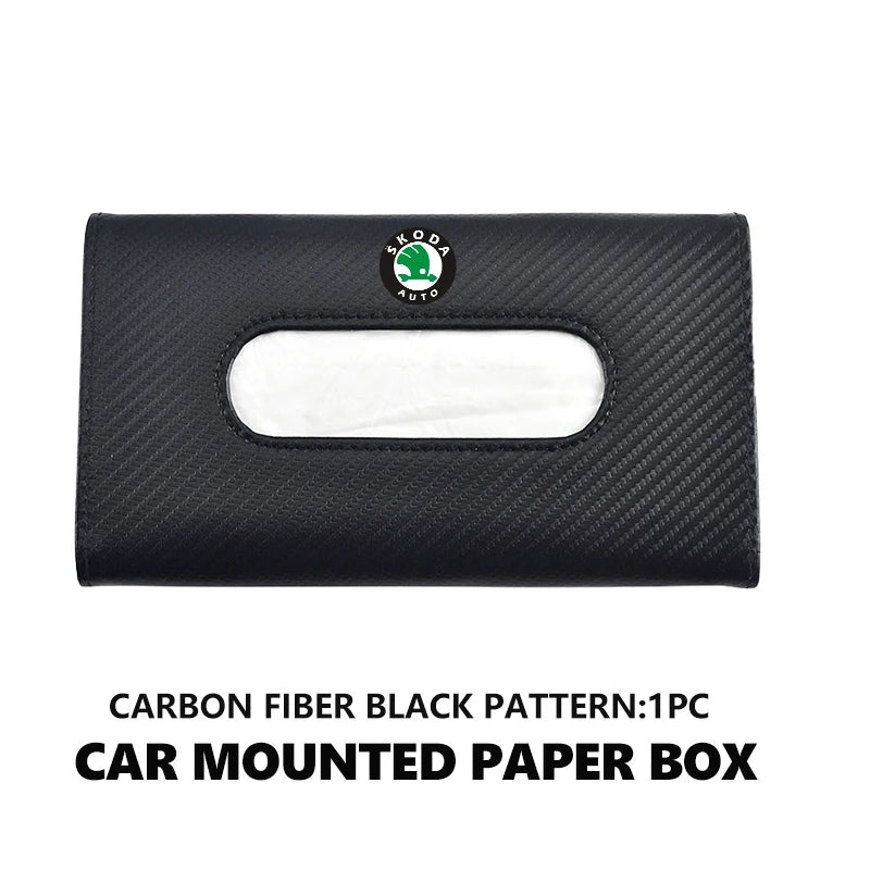 For Skoda Car Sun Visor Tissue Box Hanging Napkin Storage Bag Fabia Kamiq Superb Scala Enyaq-iV MK3 VisionS Yeti