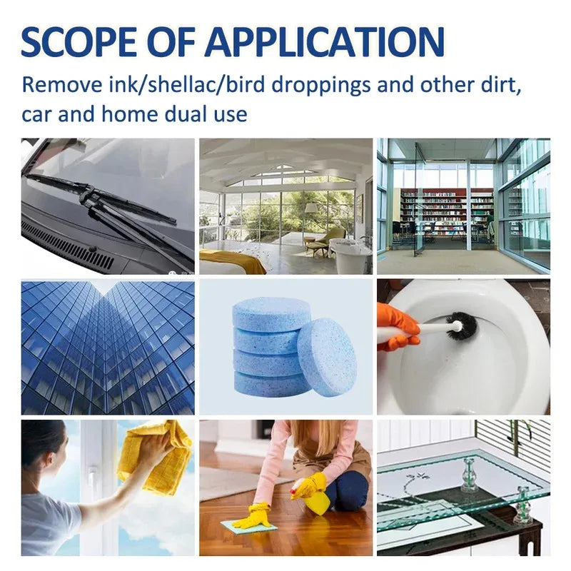 10/20/30/40/50/100pcs Car Windshield Glass Solid Cleaner Windscreen Wiper Effervescent Tablets Toilet Cleaning Car Accessories