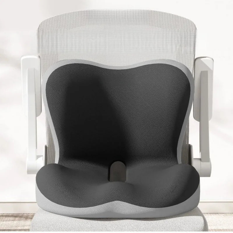 Integrated Memory Foam Seat Back Cushion Ergonomic Butt & Lumbar Support Pillow Washable Cover for Office Chair Car Long Sitting