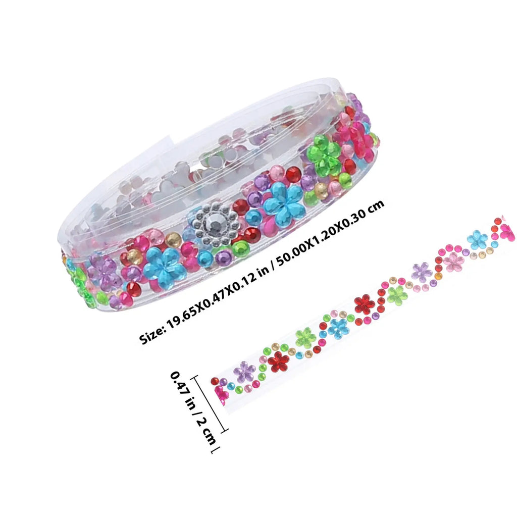 4 Rolls Water Drill Adhesive Sparkling Rhinestone Tape for DIY Crafts Wedding Party Decorative Acrylic Rhinestone Tape