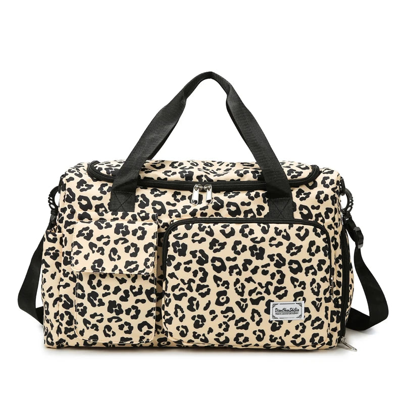 Fashion Leopard Print Travel Bag  Large Capacity Multiple Pockets Sports and Fitness Bag Travel Bag Storage Bag Etc