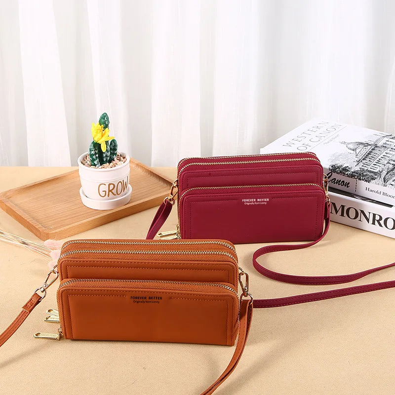 Ladies Wallet Double Layer Large Capacity Clutch Shoulder Bag Crossbody Mobile Phone Bag Coin Purse Card Holder Female Handbags