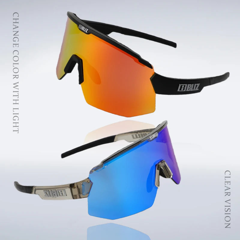 B BLIZ Breeze Unisex UV400 Photochromic Sports Sunglasses, Windproof Cycling Running Glasses with Replaceable Lenses for Outdoo