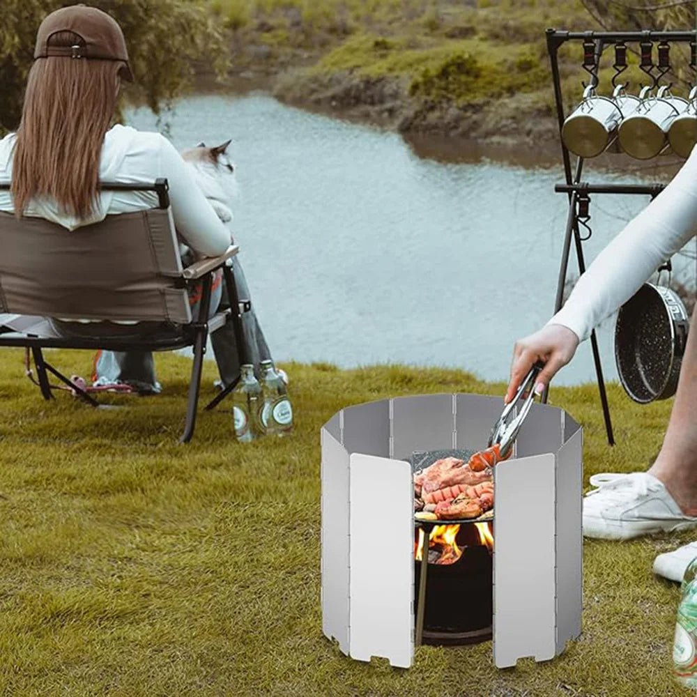 Lightweight Folding Camping Stove Windshield 9/10/8 Plates Gas Cooker Wind Screen for Outdoor Picnic Portable Wind Shield