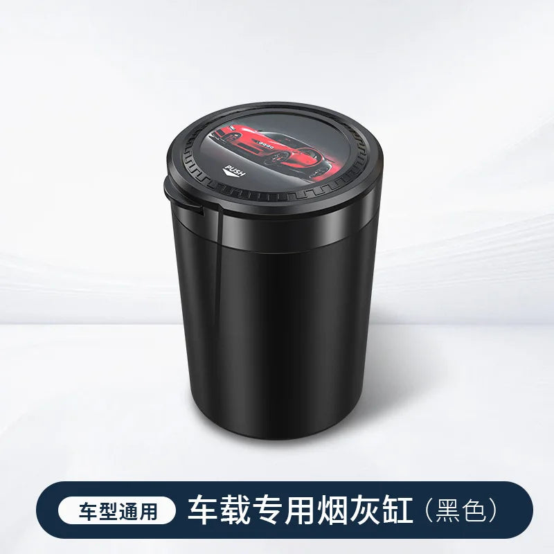 Car accessories - Car ashtray with lid, multi-functional, LED lighting, vehicle portable, one-key opening, personalized