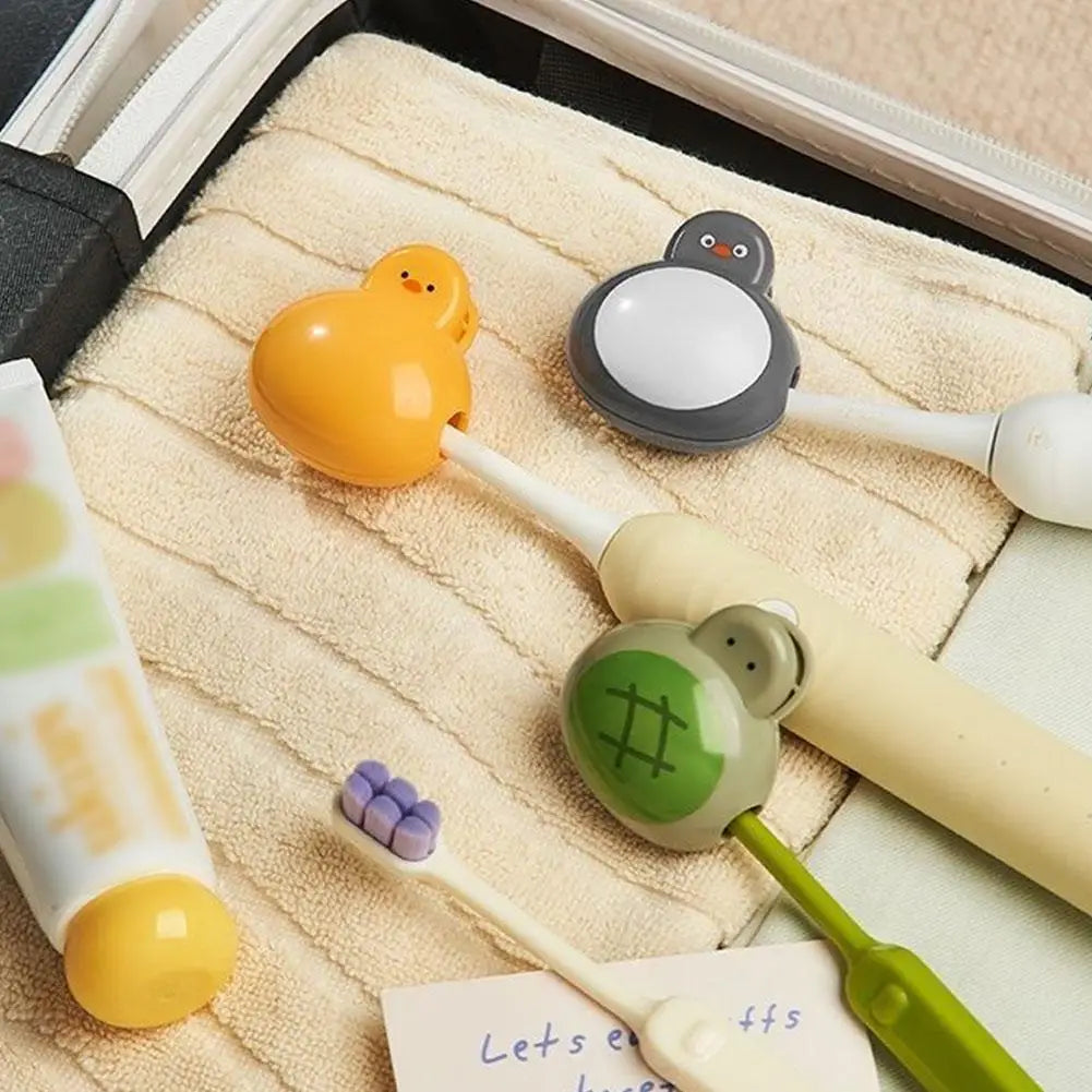 Kawaii Animal Toothbrush Protector Case Portable Turtle Duck Cute Dustproof Toothbrush Head Cover For Travel Bathroom Storage