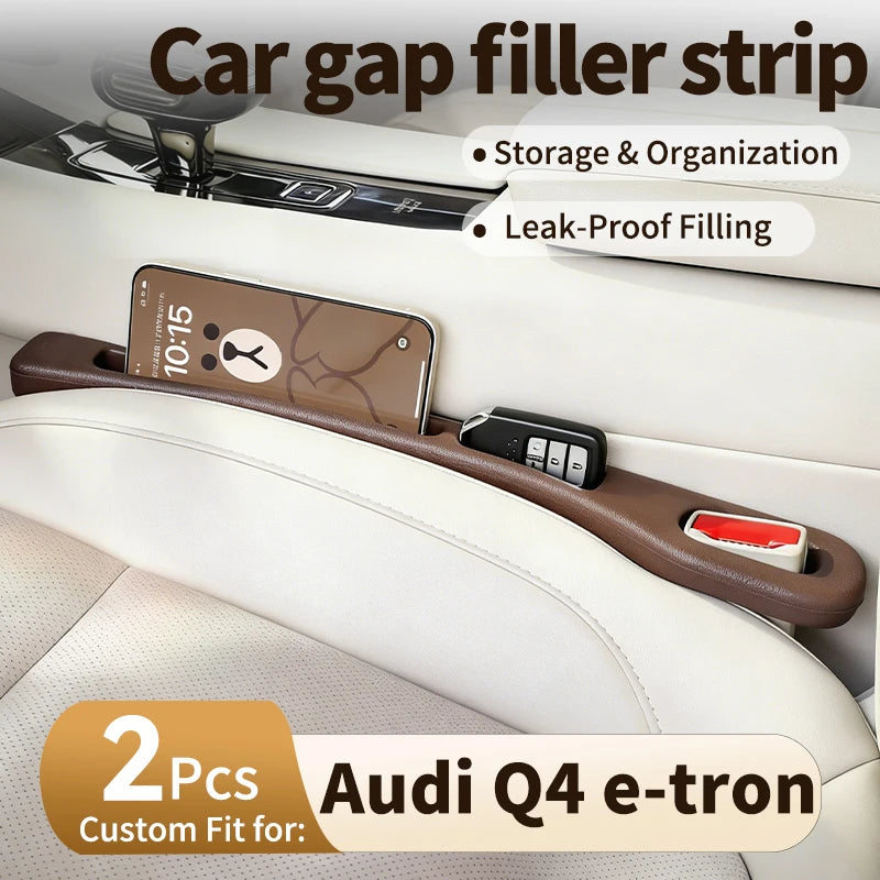 Car Seat Gap Filler Strip for Audi Q4 E-Tron Prevents Items from Falling into Crevices with Storage and Organizing Function 2Pcs