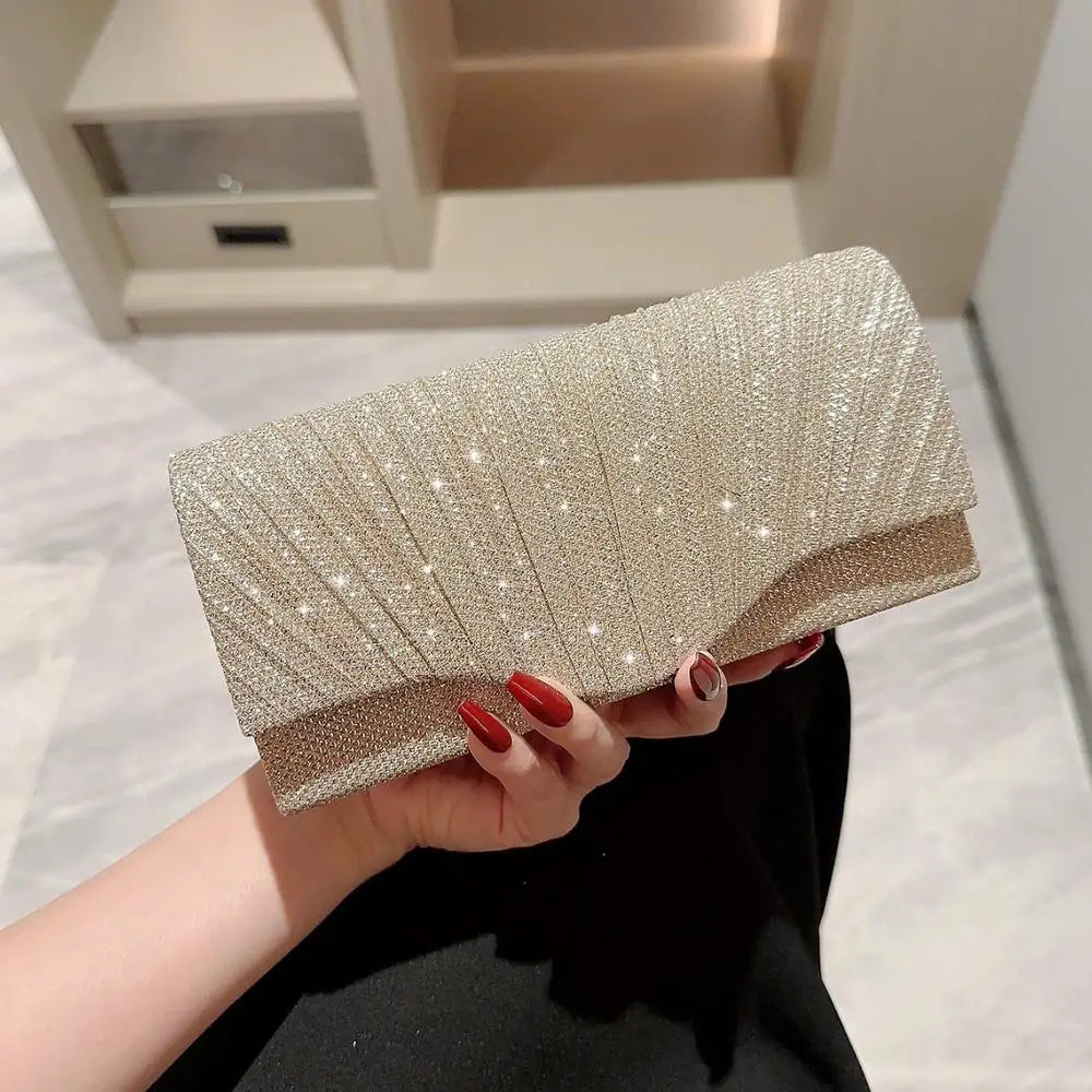 Ladies Shiny Clutch Fashionable Fashion Elegant Purse Evening Clutch Bag Glossy Gold Envelope Bag For Red Carpet Events Weddings