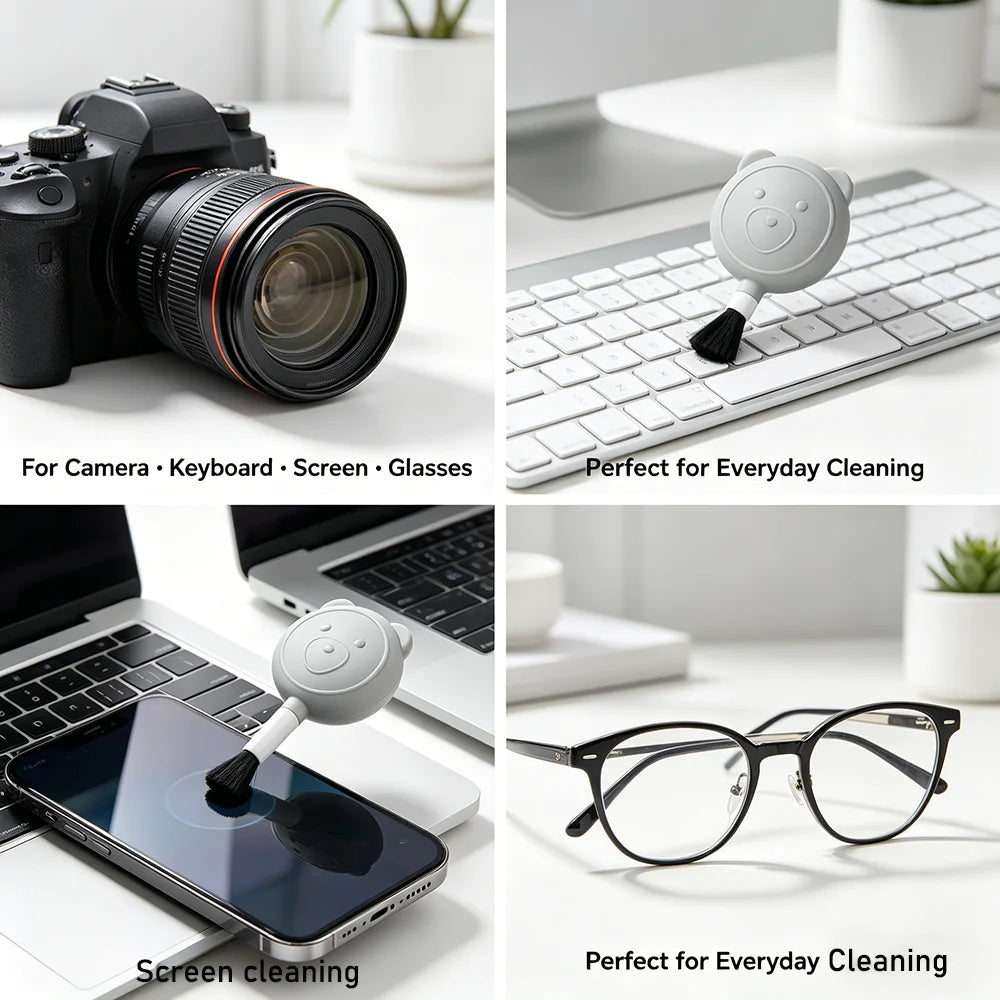 2-in-1 Air Blower Cleaning Tool with Brush for Car Interior, Camera Lens, Keyboard & Phone Screen Dust Removal Kit Portable Kit