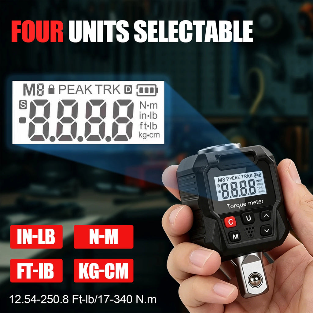 Buzzer Alarm Torque Meter Wrench 1/4'' 3/8'' 1/2'' Electronic Torque Wrench Digital Torque Adapter Bike Car Repair Hand Tool Set