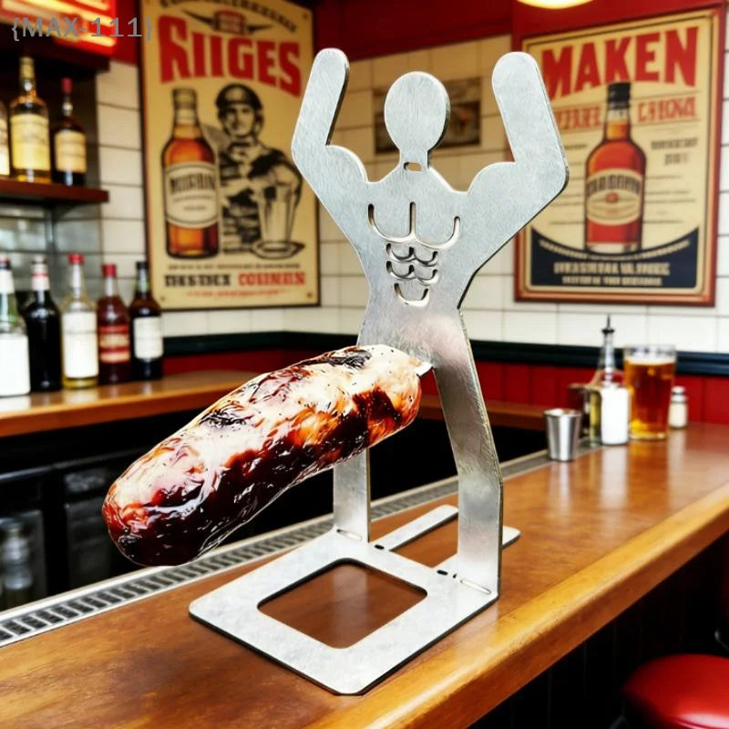 【MAX-111】Muscle Man Stainless Steel Hot Dog Grill Rack - Sausage Holder for BBQ Outdoor Cooking Funny Birthday Gift【W1】