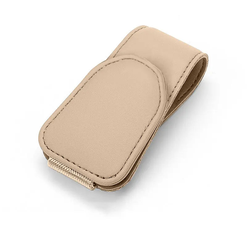 Glasses Holder Clip for Car Auto Sun Visor Eyeglass Universal Eyeglass Hanger Clip PU Leather Magnetic Multi-Function Storage