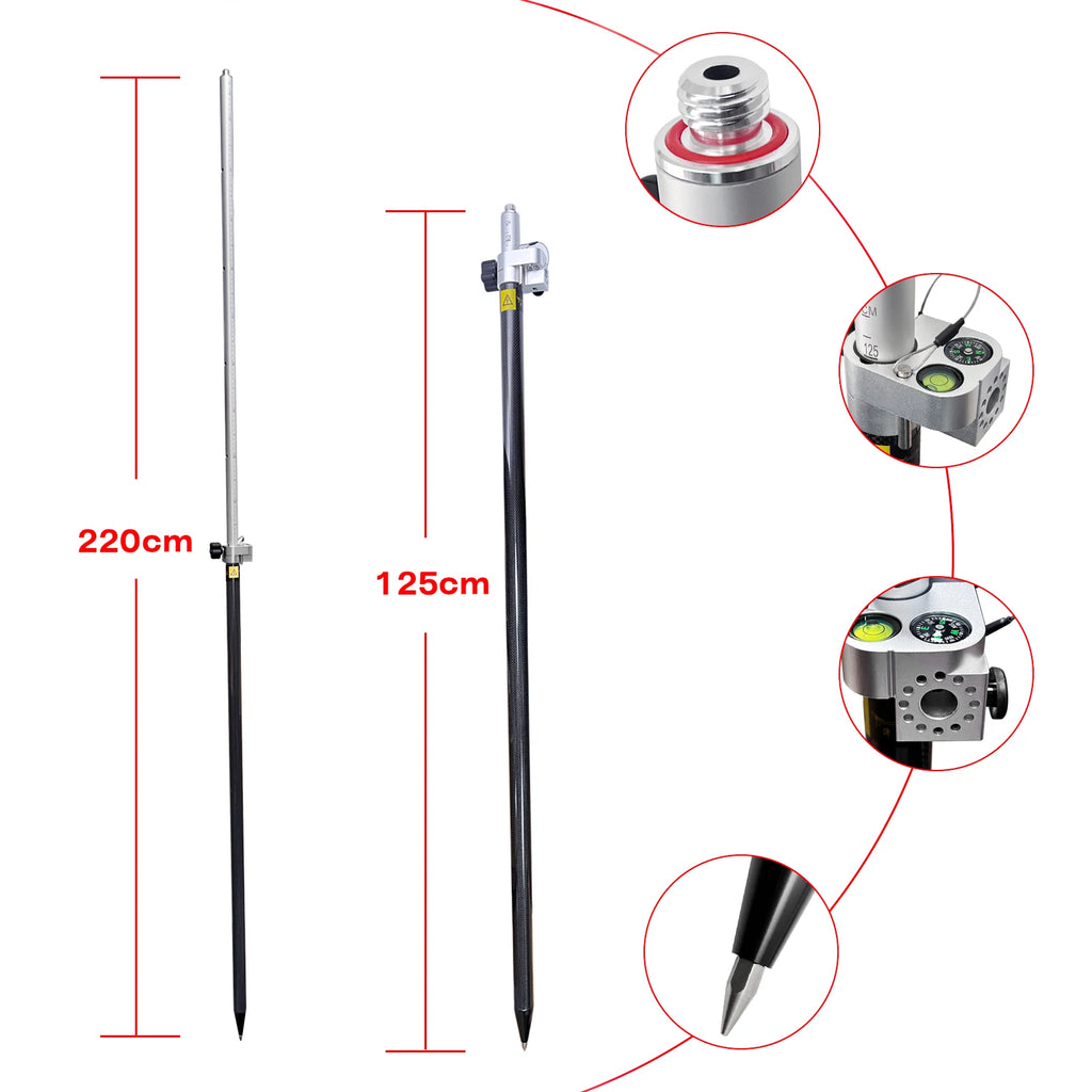 1.25m-2.2m Measuring Rods Universal Highly Accurate,Survey Pole RTK GPS for Surveying ,survey/draw Carbon Fiber texture T88-2