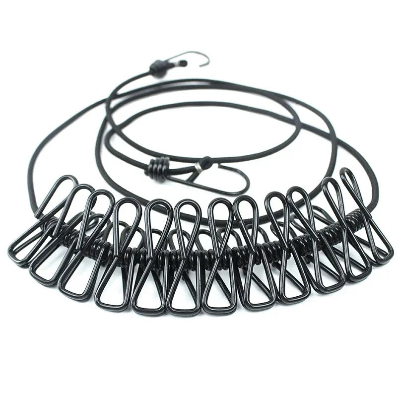 Adjustable 1.8m Retractable Clothesline with 12 Clips for Laundry and Camping  tendedero camping Clothesline with 12 Clips