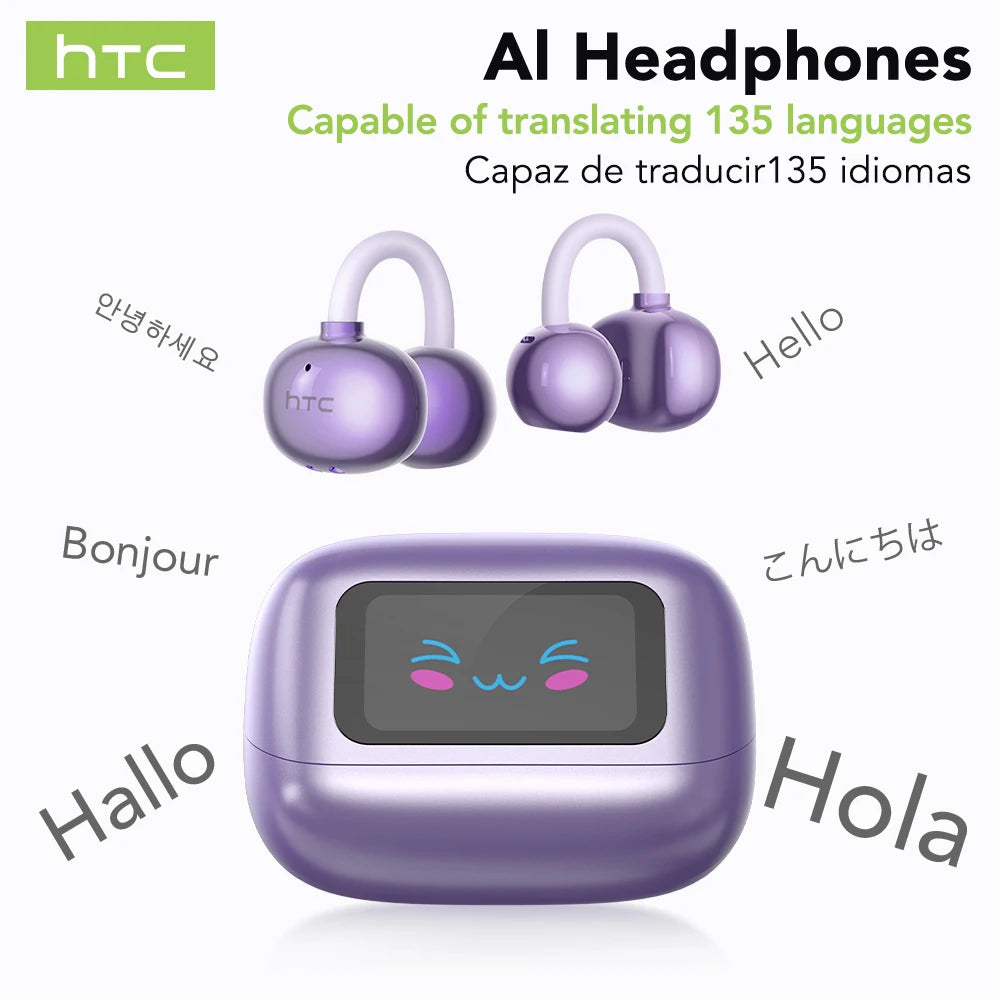 HTC Original Bluetooth Earphones NE54 identica NE32 Earclip AI Translator Wireless Earbud Low Latency HIFI Music Bone Conduction