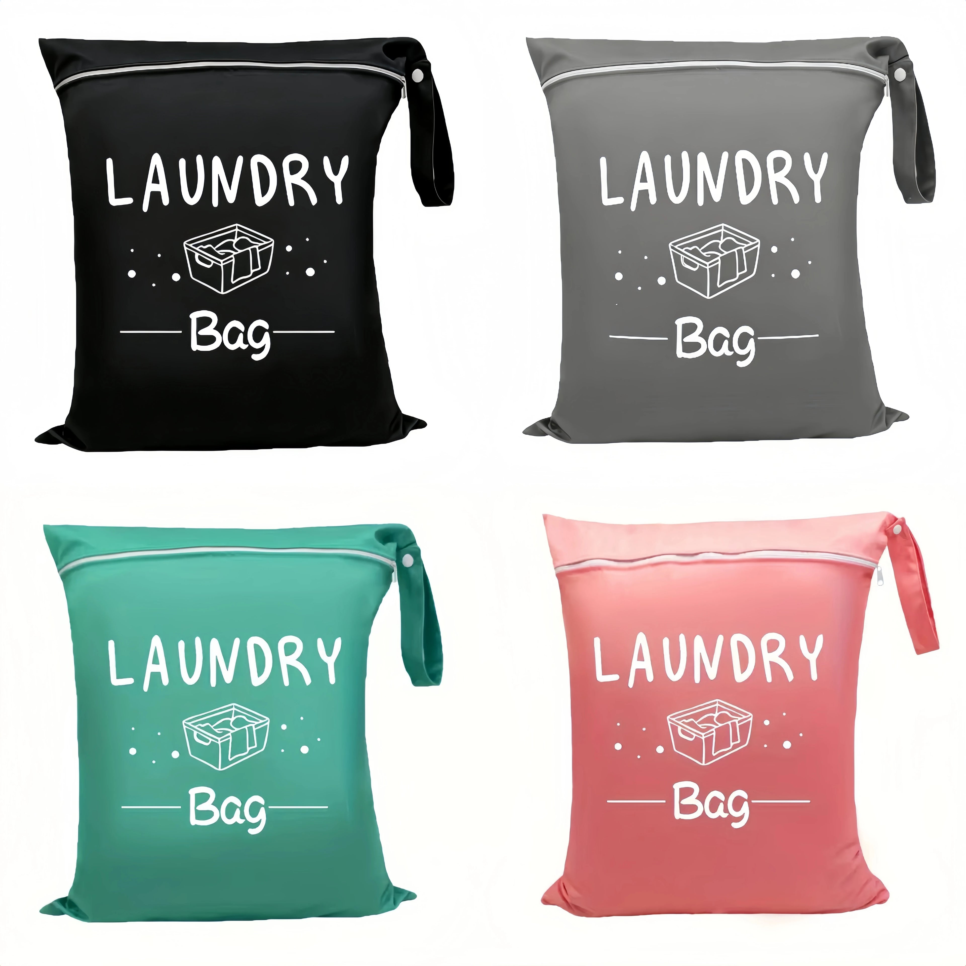 Large capacity 38*48cm travel laundry bag, with double handles for portability and stain resistance, adjustable handle zipper, w