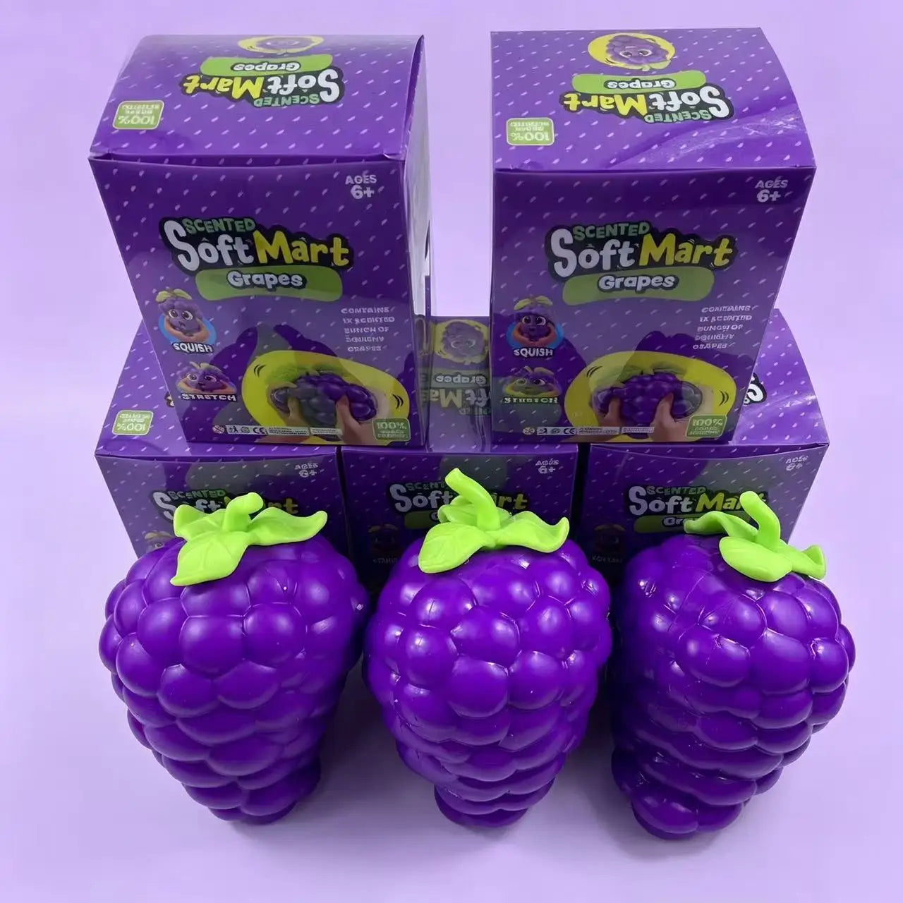 Realistic Bunch Grape Squeeze Squishy with Natural Scent, Portable Relaxation Toy for Gift & Daily Anxiety Release