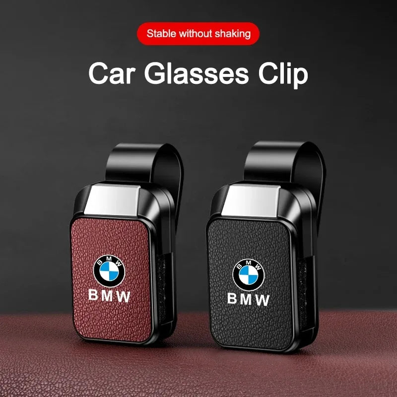 For BMW M 50th E39 E46 E60 E70 E91 E92 F10 F40 G01 X3 X5 X6 X7 Leather+ABS Car Sun Visor Glasses Clip Interior Sunglasses Holder