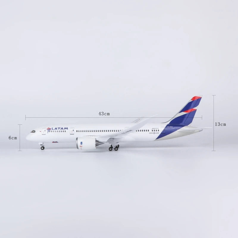 47CM B787 Dreamliner Model Plane Toy 787 Chile LATAM Airline Diecast Airplane W Light and Wheel For Collection Gifts