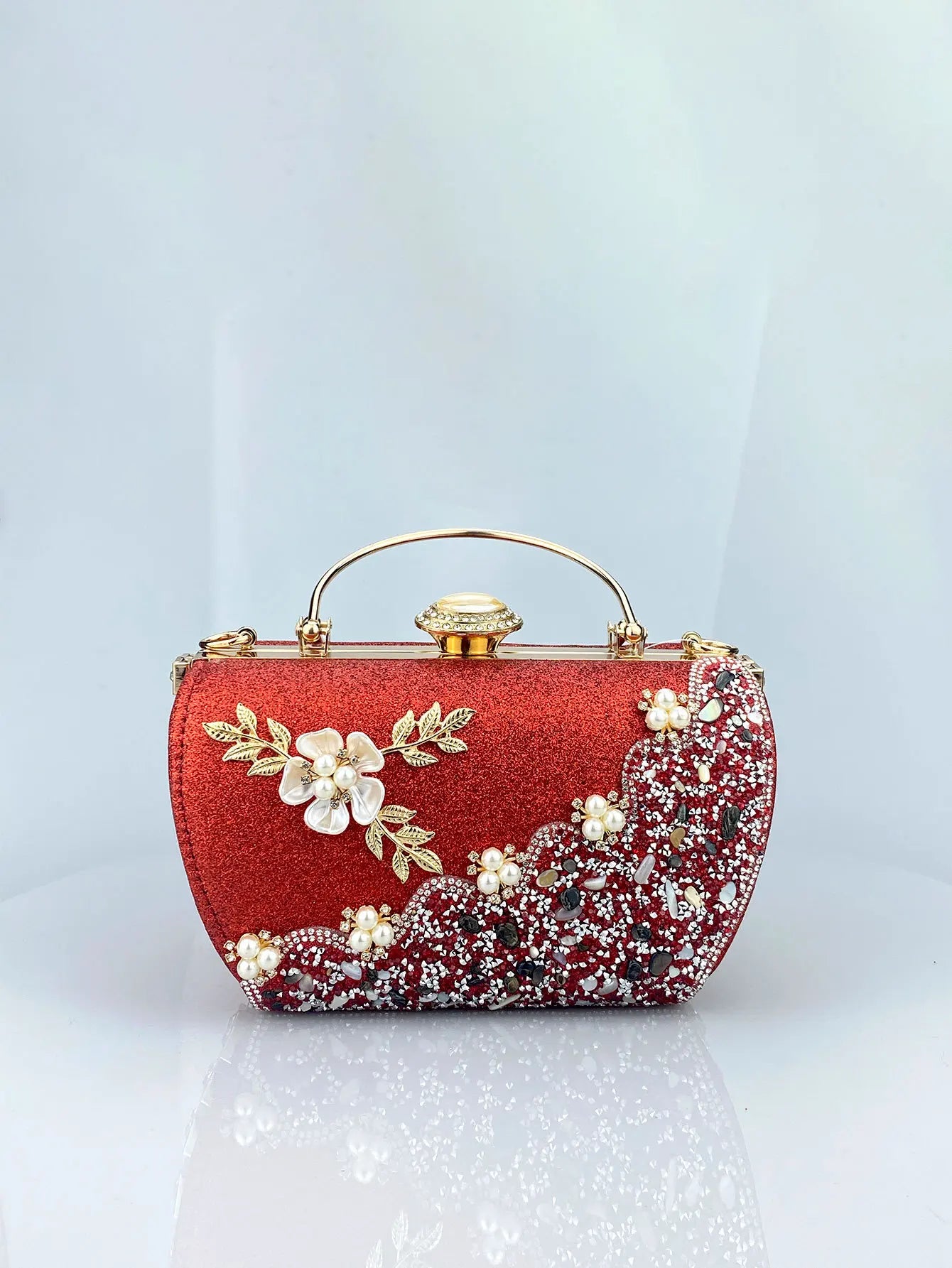 princess bag with metal rhinestone embellishments, evening party dress handbag, elegant women's handbag