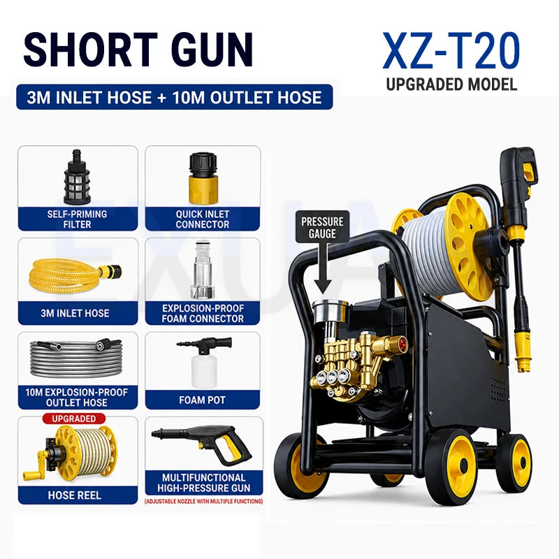 High Power 220V High Pressure Car Washer Trolley Portable Booster Cleaning Machine For Home Yard Commercial Car Wash Shops farms