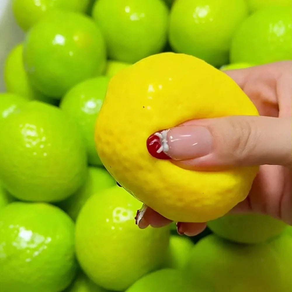 Handmade Crunchy Lemon Mango Stress Ball Squeeze Toy, Color-Changing Squishy Fidget Ball, ASMR Sensory Stress Relief Toy