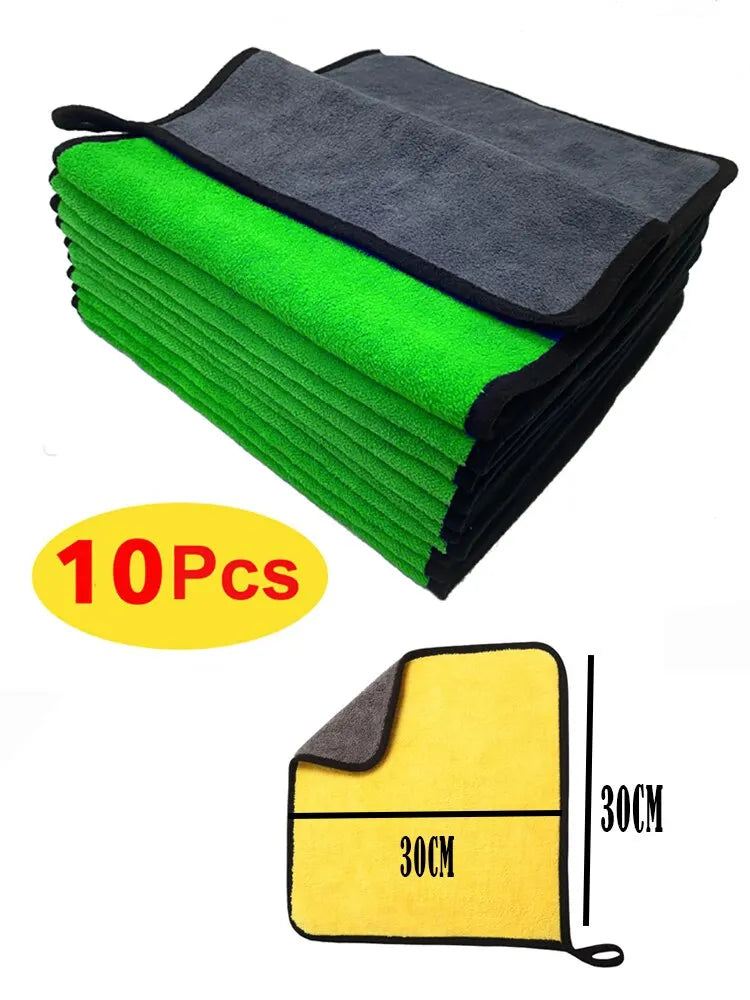10PCS Car Wash High End Microfiber Towel Car Cleaning Drying Cloth Hemming Car Care Cloth Detailing Wash Towel