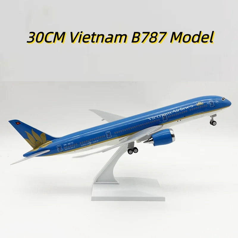 30cm Vietnam B787 Plane Model Kit Adults Fun Airplane Diecast Rrsin Model With Display Stand for Avation Gifts Collection