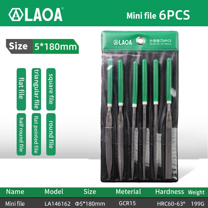LAOA 6pcs/set&10pcs/set Mini File Set Small File Coarse Teeth Square File Half Round File Triangle File Polishing Tool