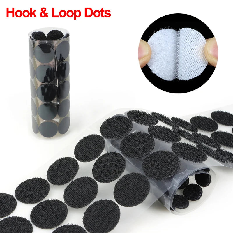 30/102Pairs Self Adhesive Fastener Tape Dots Black White 10/15/20/25/30mm Strong Glue Adhesive Tape Round Coin Hook Loop Tape