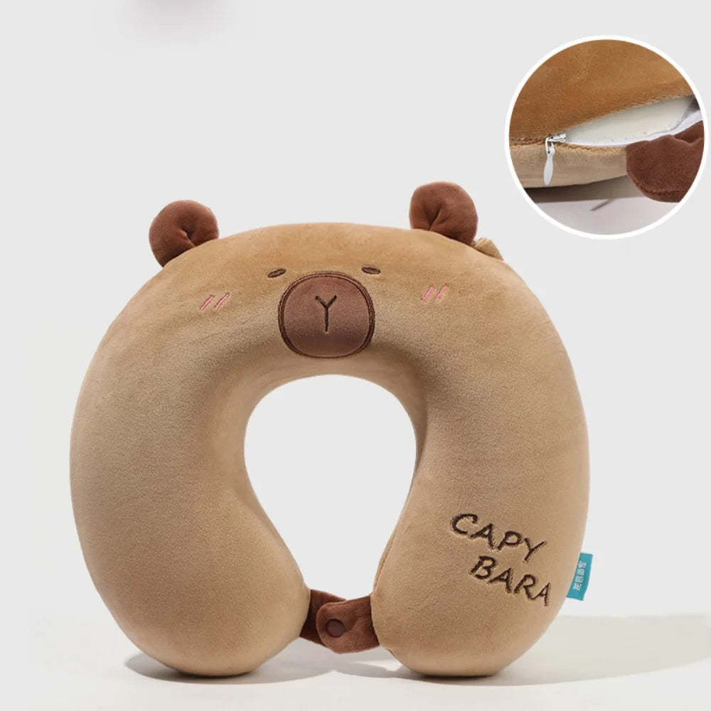 Cartoon U-Shaped Pillow Capybara Neck Pillow Car U-Shaped Neck Support Multifunctional Cervical Pillow