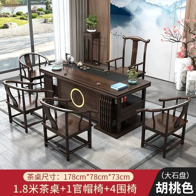 r5.13  solid wood tea table and chair combination one table five chairs coee table tea set household kung fu tea