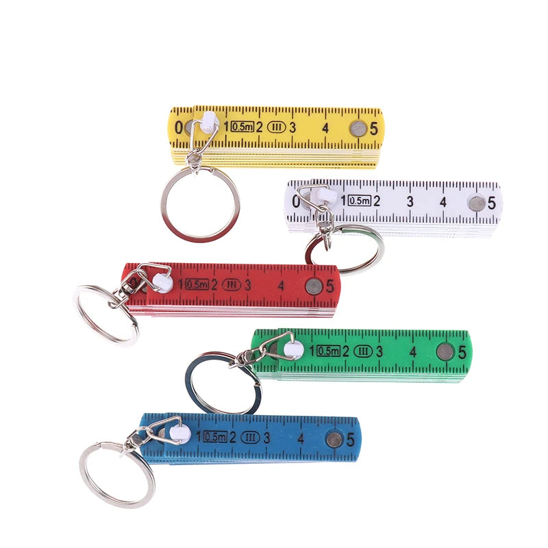 1Pc  For Travel Woodworking Bricklaying Home 0.5 Meter 10 Fold Keychain DIY Plastic High Precision Folding Ruler Can Be Stored