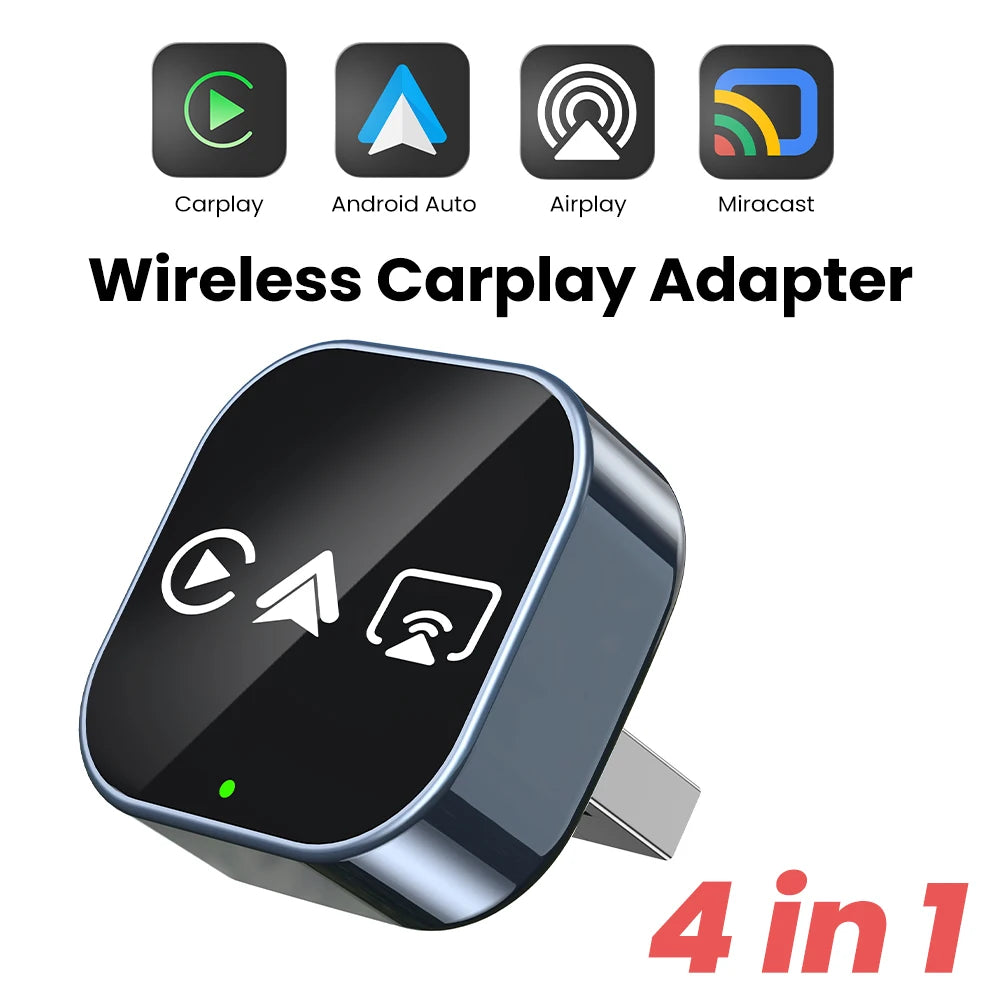 PLAYAIBOX Upgrade 4 In1 Wired to Wireless CarPlay Android Auto AirPlay Mirror Link Stable Bluetooth Adapter For Audi Benz Toyota