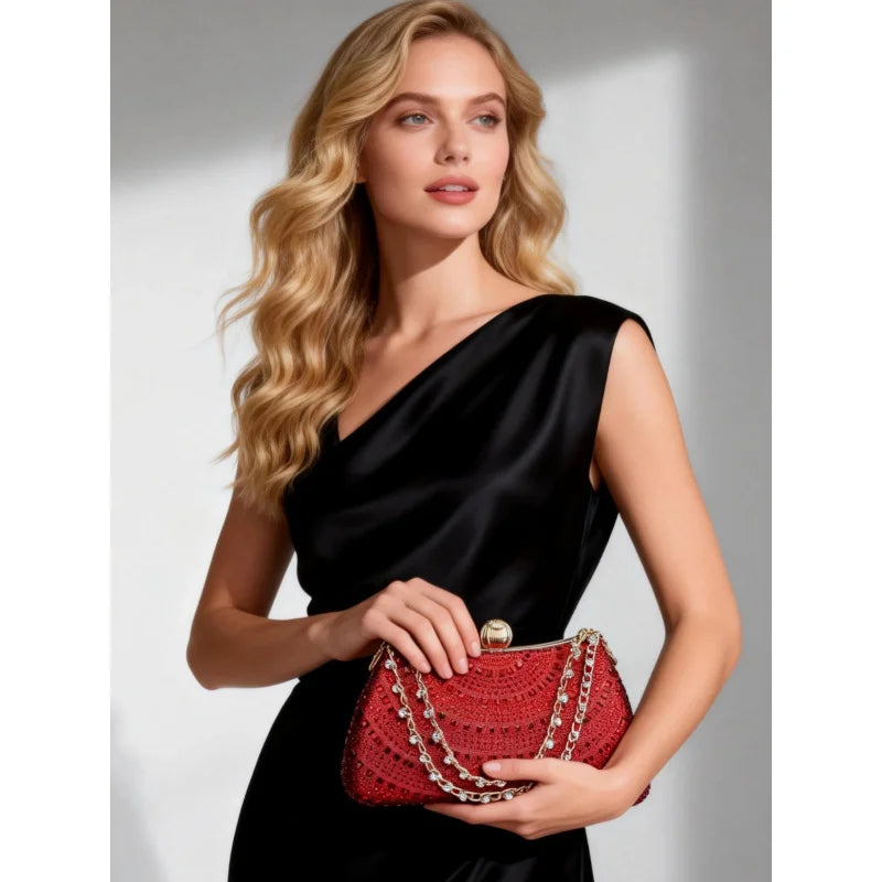 2026New model full diamond sparkling bridal handbag, dress bag, evening bag, banquet bag, mother of the bride wedding bag