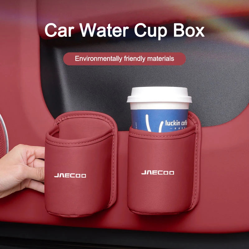 For Jaecoo J7 J8 7 Tiggo 8plus 5Plus 7pro Max Omoda 5 C5 Car Water Cup Stand Rear Seat Drink Rack Leather Water Storage Cup Box