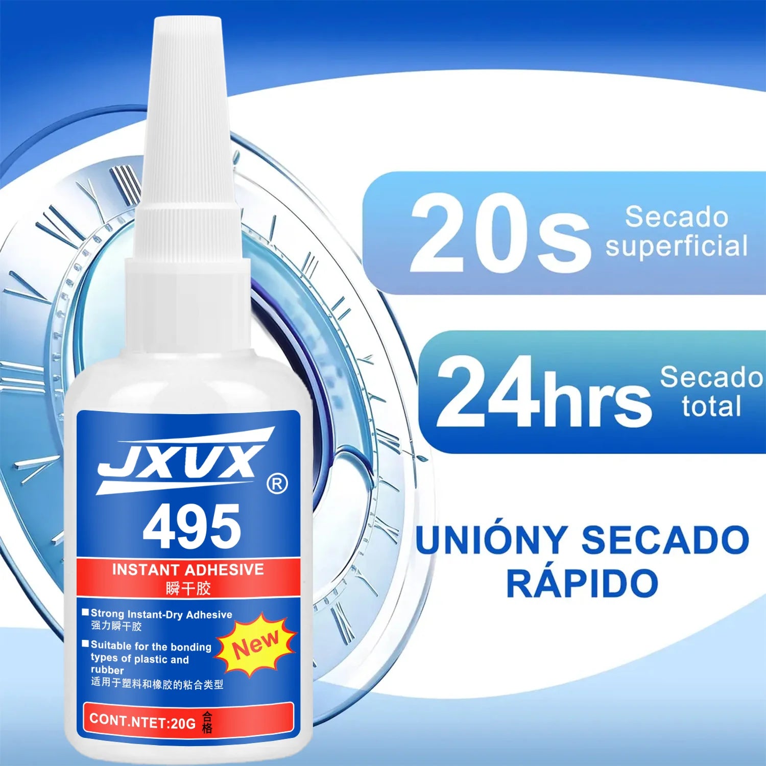 401 Super Glue Dries Instantly Instant Adhesive Bond Clear All-Purpose Universal for Plastic Wood Metal Rubber Leather 20g 6 Pcs
