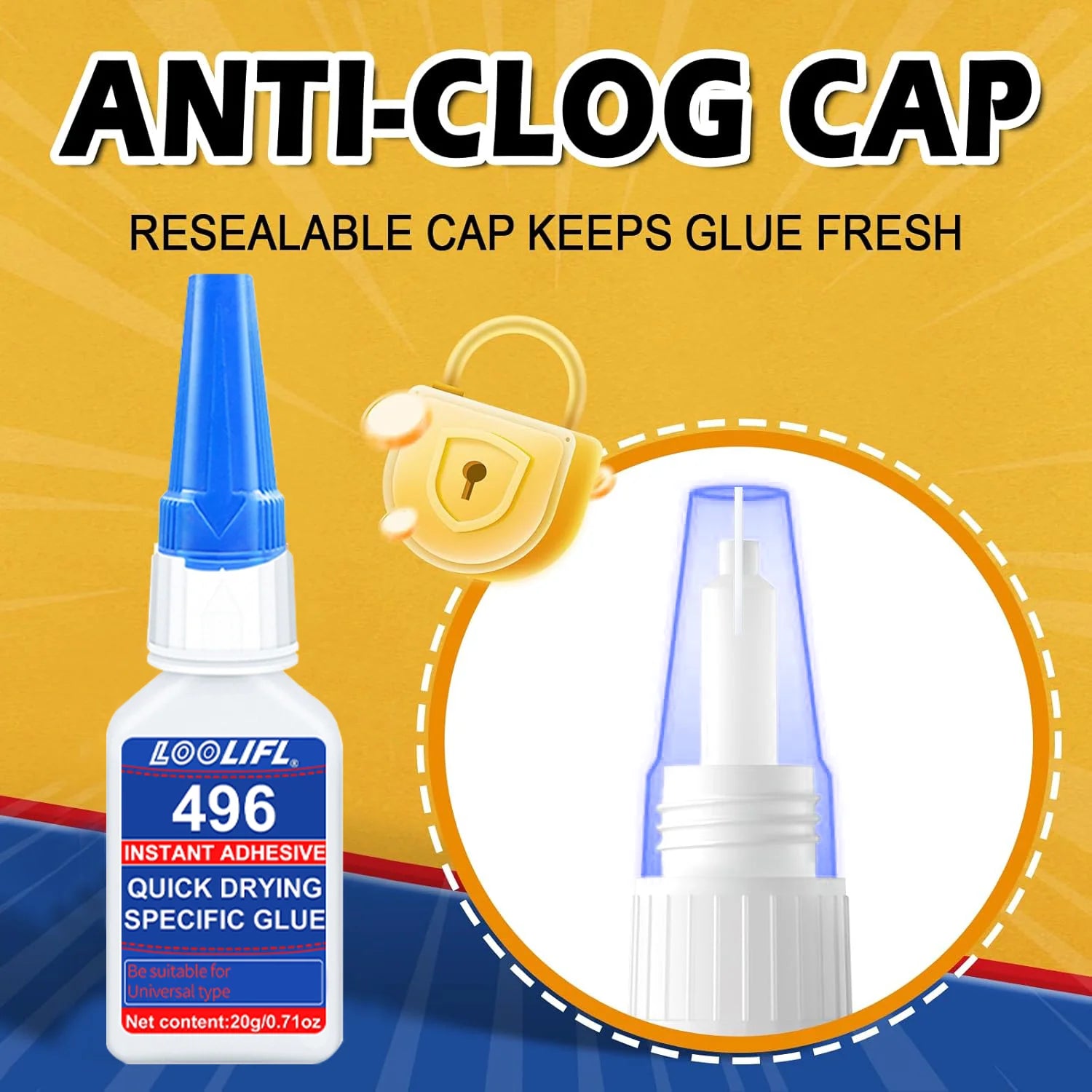 Super Strong Cyanoacrylate Universal Glue, 10 Seconds Bonding, Used for Plastics, Shoes, Metals, Ceramics, Wood, Glass and So On