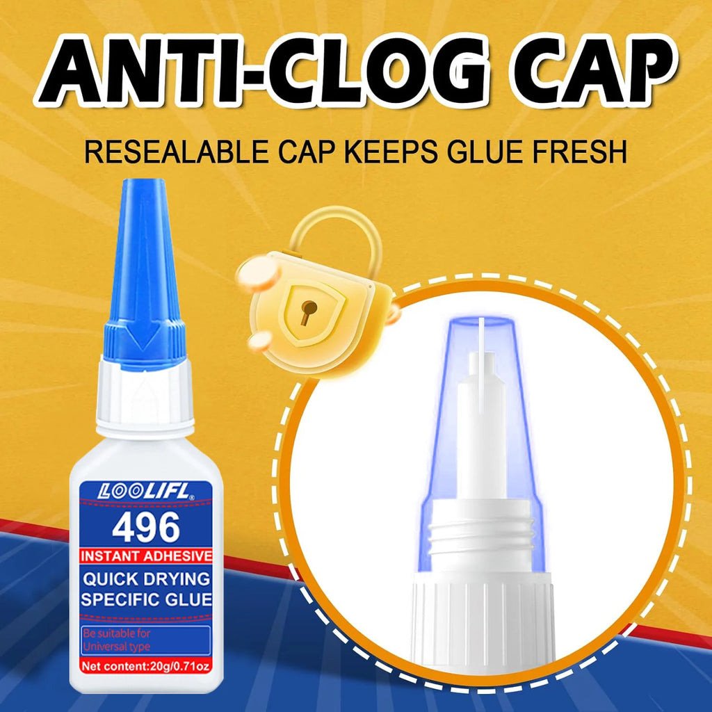 Super Strong Cyanoacrylate Universal Glue, 10 Seconds Bonding, Used for Plastics, Shoes, Metals, Ceramics, Wood, Glass and So On