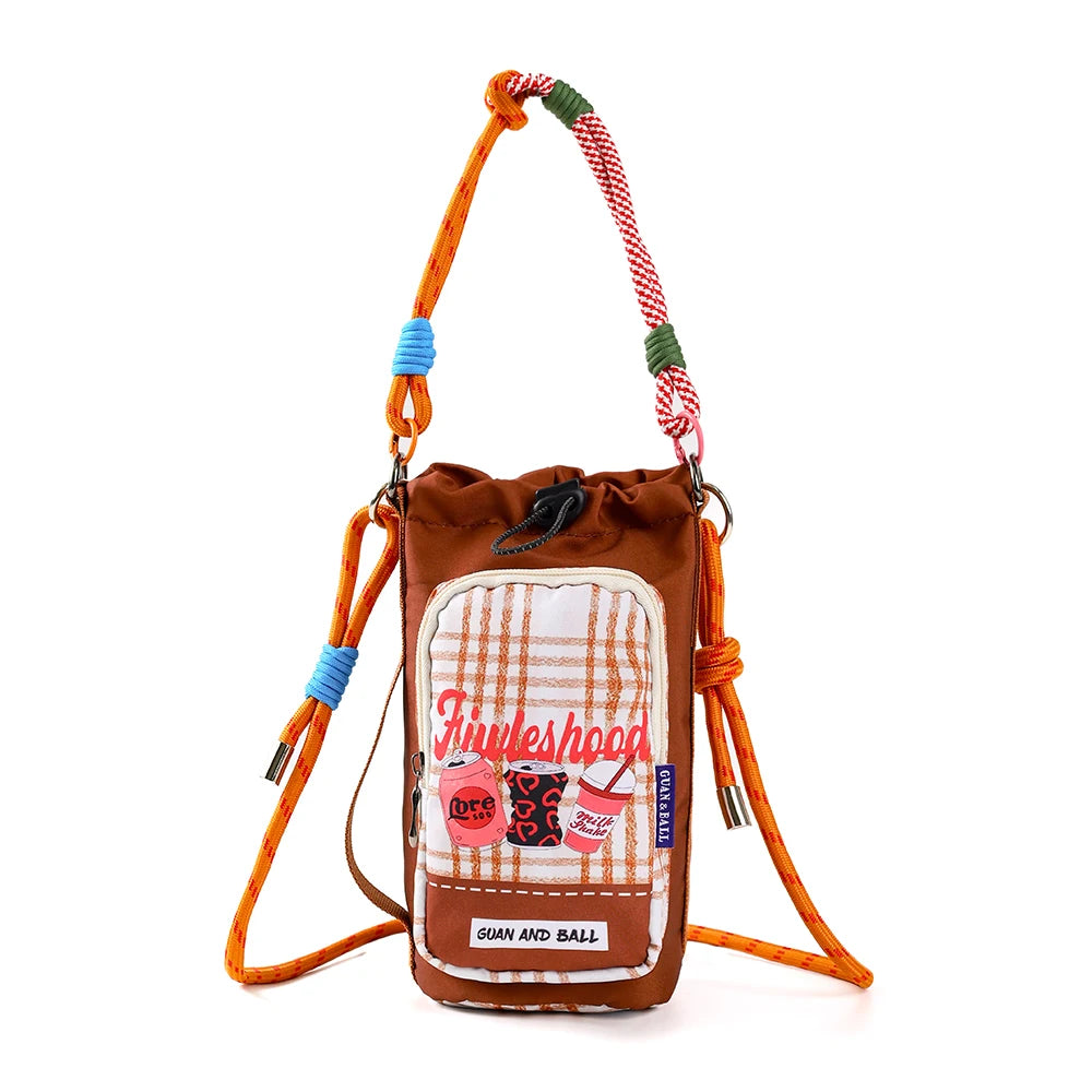 2026 New Illustrator-Designed Dopamine Lightweight Water Bottle Bag Crossbody Bag Outdoor Phone Casual Bag