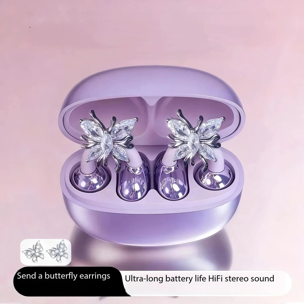 OWS Bluetooth Earphones with Butterfly Earrings Open Wireless High Sound Quality Wearing Comfortable Long Battery Life Headsets