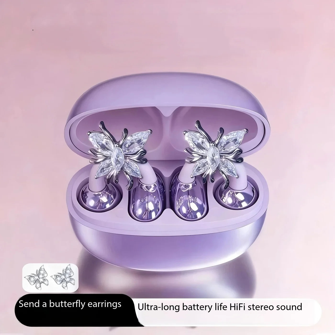 OWS Bluetooth Earphones with Butterfly Earrings Open Wireless High Sound Quality Wearing Comfortable Long Battery Life Headsets