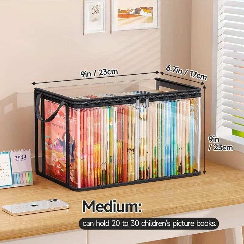 PVC Storage Bag with Flip Lid & Viewing Window - Durable Rectangular Organizer for Toys, Crafts, Books, School Supplies, Snacks