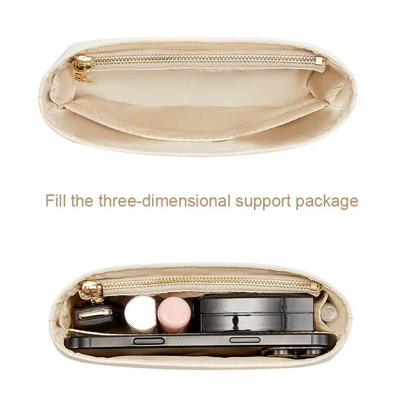 Nylon Insert Bag Organizer Set Insert For Handbag For Longchamp Mini Tote Bag Without Punching Bag Strap Leather Bag Accessories
